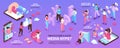 Isometric Hype Social Media Infographic Set