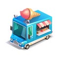 Isometric ice cream truck Royalty Free Stock Photo