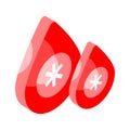 An isometric icon of blood drops in modern style, editable vector