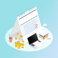 Isometric icon calendar time management vector