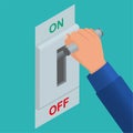 Isometric icon of electric knife switch