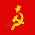 Isometric icon of hammer and sickle, 3D flat vector Royalty Free Stock Photo