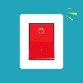 Isometric icon. Hand turning on the light switch. Toggle switch. Royalty Free Stock Photo