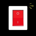 Isometric icon. Hand turning on the light switch. Toggle switch.