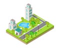 Isometric Icon of Luxury Rest sport center with pool