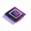 Isometric Cpu Illustration In Dark Indigo And Pink