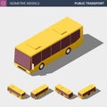 Isometric Icon of Public City Bus. Vector Illustration. Royalty Free Stock Photo