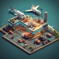 Isometric icon representation busy airport