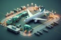 Isometric icon representation busy airport