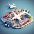 Isometric icon representation busy airport