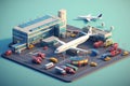 Isometric icon representation busy airport