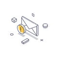 Isometric icon representing personal data notification in line art style Royalty Free Stock Photo