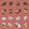 Metal Industry Isometric Icons Set