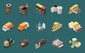 Garbage Recycling Isometric Icons Set