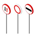 Isometric icons various road sign. European and american style design. Vector illustration eps 10. Royalty Free Stock Photo