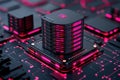 Isometric illustration of big data analysis and data stream in a digital datacenter. Features database hosting server, c Royalty Free Stock Photo