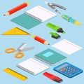 Isometric illustration on a blue background with the image ruler