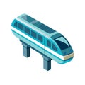 Isometric Blue Maglev Train on Support Pillars Against a White Background Illustration Royalty Free Stock Photo