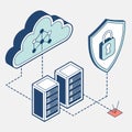 Cloud computing security and data server network Royalty Free Stock Photo