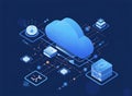 Isometric Cloud Computing and Global Data Network Infrastructure Concept Royalty Free Stock Photo