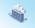 Isometric Illustration of Cloud Computing System with Server Racks Royalty Free Stock Photo