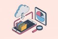 Isometric Illustration of Cloud Data Management and Analysis Royalty Free Stock Photo