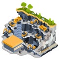 isometric illustration coal mining quarry