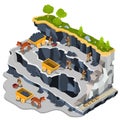 isometric illustration coal mining quarry