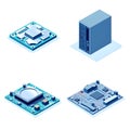 Isometric illustration of computer hardware components Royalty Free Stock Photo