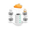 Isometric illustration concept. Database server cloud network Royalty Free Stock Photo