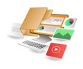 Isometric illustration concept. Server data folder computer