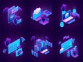 Isometric illustration of Cyber Security elements for data and t