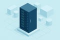 Isometric data server illustration, modern database storage and network hosting concept Royalty Free Stock Photo