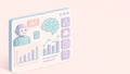 Isometric illustration depicting artificial intelligence concepts and data analysis visuals Royalty Free Stock Photo