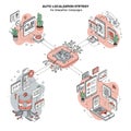 Isometric illustration depicting an automated localization strategy concept for Royalty Free Stock Photo