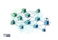 Isometric illustration depicting a blockchain network composed of Royalty Free Stock Photo