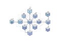 Isometric illustration depicting a blockchain network. Multiple Royalty Free Stock Photo