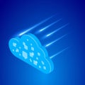 Isometric illustration depicting a futuristic cloud computing concept. Stylized cloud with digital data patterns Royalty Free Stock Photo