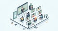 Online Education Isometric Illustration Royalty Free Stock Photo