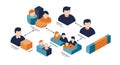 Isometric illustration depicting various simplified human figures and professional Royalty Free Stock Photo