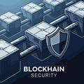Blockchain Security System Blue Cubes Pipes Shield Royalty Free Stock Photo