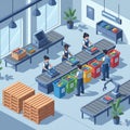 Workflow and Eco-Friendly Sorting in a Factory Royalty Free Stock Photo