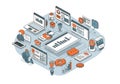 Isometric illustration of a digital workspace featuring various Royalty Free Stock Photo