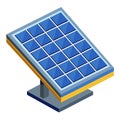 Isometric illustration of a solar panel with design and solar energy keywords Royalty Free Stock Photo