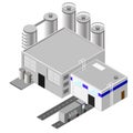 Isometric illustration, factory building, vector illustration