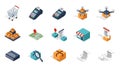 Isometric E-commerce and Delivery Icons Set Royalty Free Stock Photo