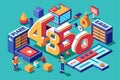 Isometric illustration featuring the error code 4350, surrounded by colorful blocks and geometric shapes, Error 429 Customizable Royalty Free Stock Photo