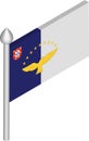 Vector Isometric Illustration of Flagpole with Azores Flag