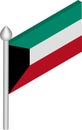 Vector Isometric Illustration of Flagpole with Kuwait Flag