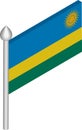 Vector Isometric Illustration of Flagpole with Rwanda Flag